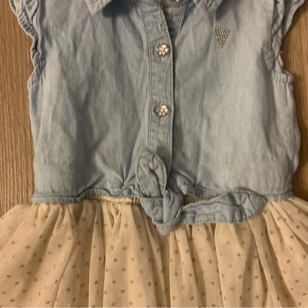 Guess Girl's Size 18 Months Light Blue Denim & Cream Sparkly Tutu Dress - Picture 4 of 9